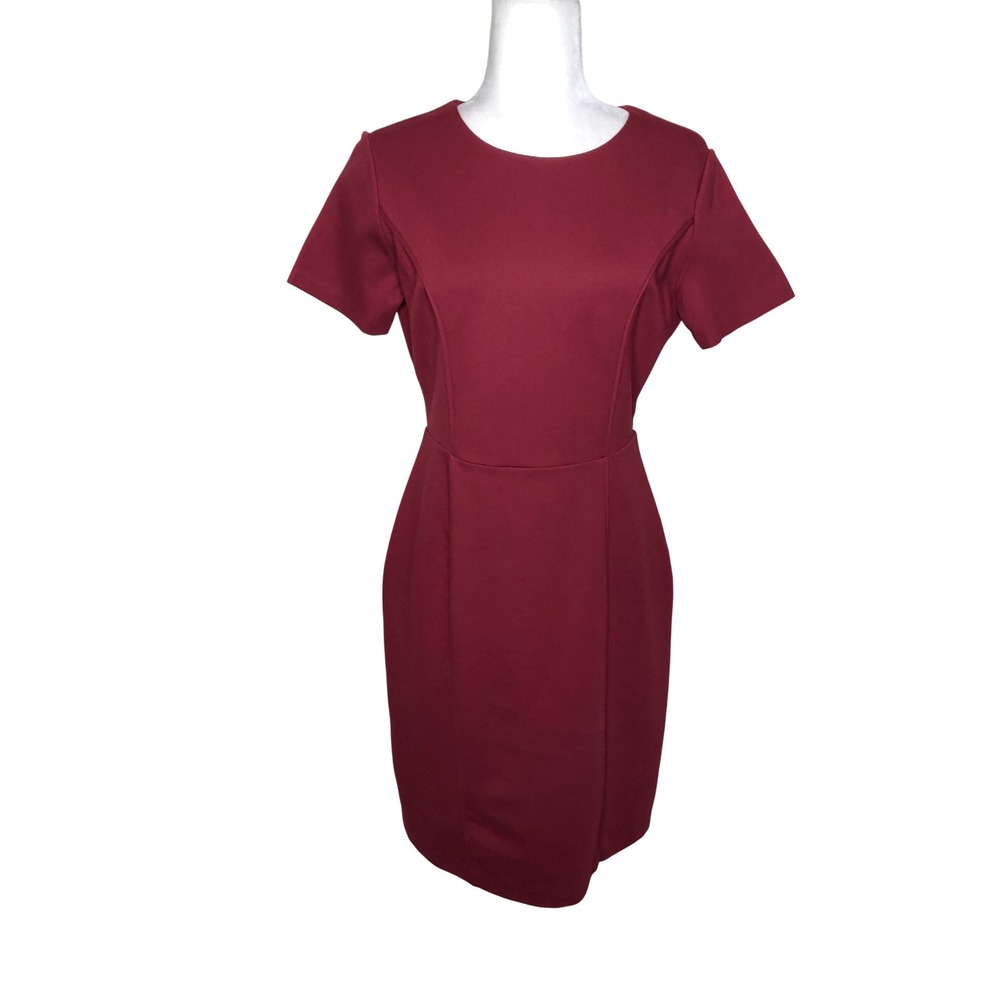 Brooks Brothers Sheath Dress Burgundy Short Sleeve‎ Business Career Size 8
